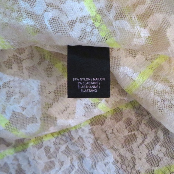 NEW-Victoria Secret White-Neon-Yellow- lace tank - Picture 5 of 7